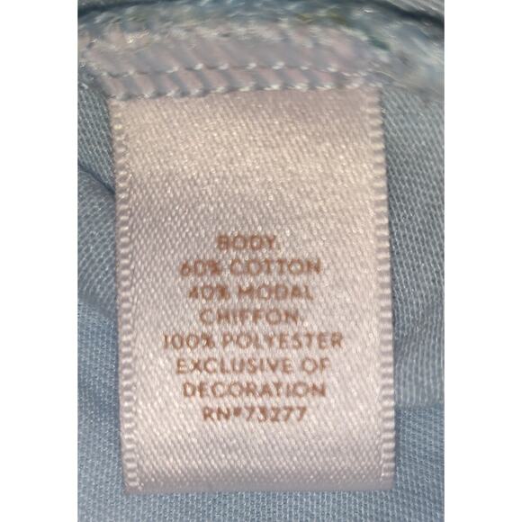 Powder Blue Babydoll Top Blouse LAUREN CONRAD Cottage Core Floral Pastel L - Picture 14 of 16